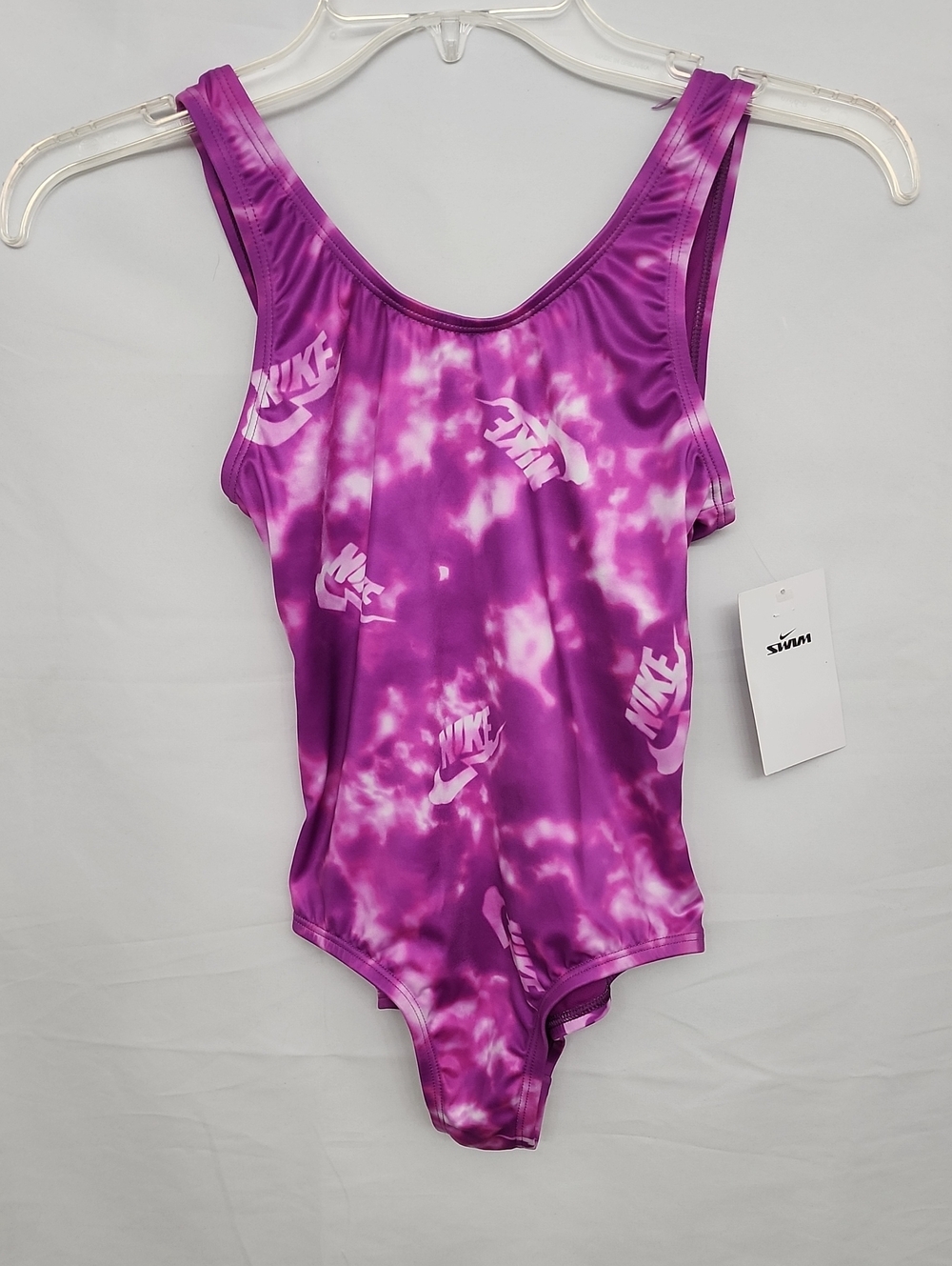 Nike Purple Tie-Dye Logo One-Piece Swimsuit Girl's Size Medium New With Tag